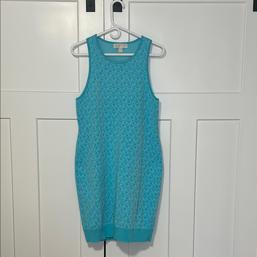 Michael Kors Blue Halter Sheath Mini Dress - Picture 2 of 9